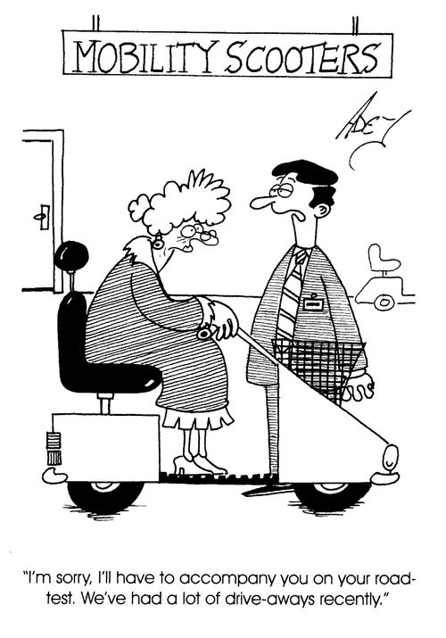 Granny buying a mobility scooter