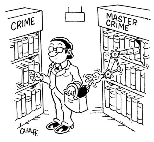 Book sections, 'crime' and 'master crime'.