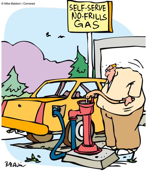 Self-serve no-frills gas.