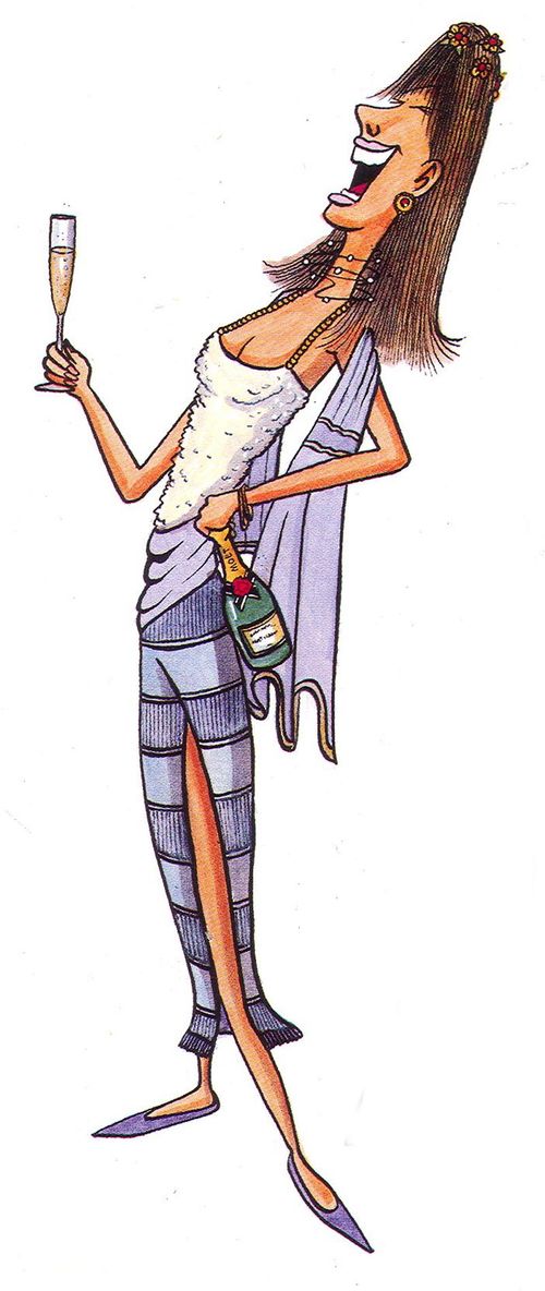 Lady drinking Champagne.