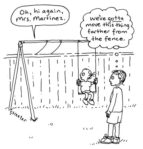 Swingset too close to the fence.