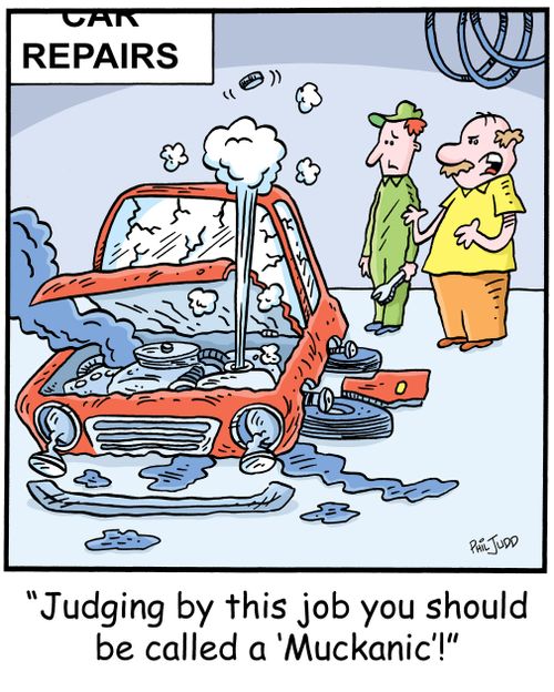 'Judging by this job you should be called a 'Muckanic'!'