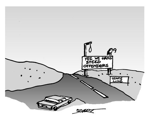 'Yes, we hang speed offenders.'