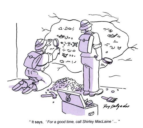 'It says, 'For a good time, call Shirley MacLaine'...'