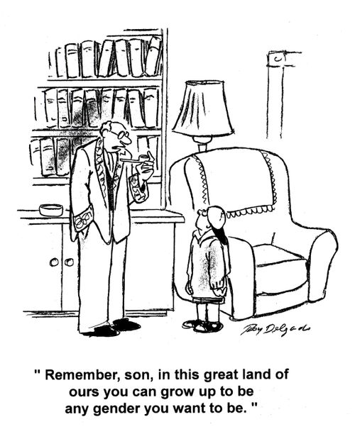 'Remember, son, in this great land of ours you can grow up to be any gender you want to be.'