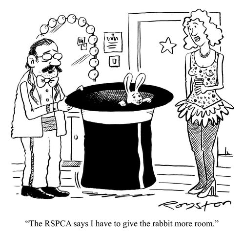 Magician has huge top hat: 'The RSPCA says I have to give the rabbit more room.'