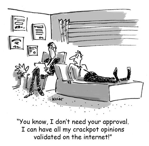 'You know, I don't need your approval. I can have all my crackpot opinions validated on the internet!'