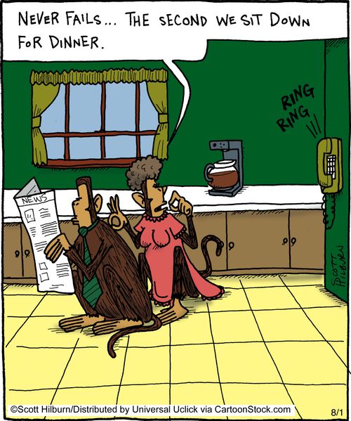 'Never fails,,, The second we sit down for dinner,'