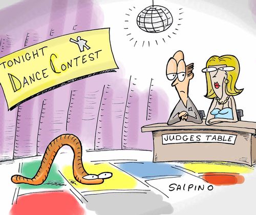 A worm at a dance contest.
