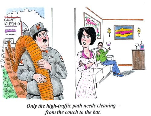 'Only the high-traffic path needs cleaning - from the couch to the bar.'