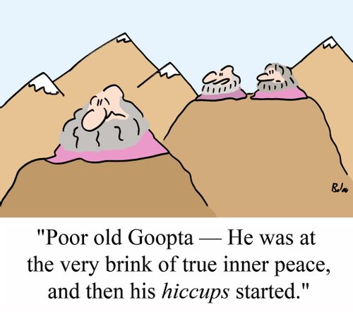 'Poor old Goopta - He was at the very brink of true inner peace, and then his HICCUPS started.'