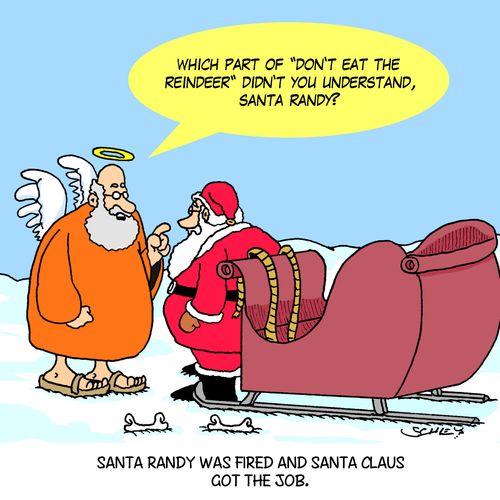 Santa Randy was fired and Santa Claus got the job.