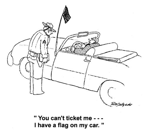 'You can't ticket me... I have a flag on my car.'