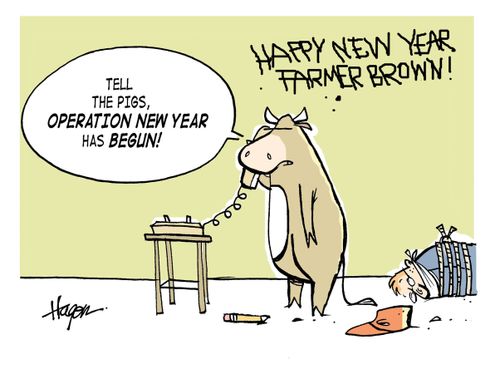 Tell the pigs, operation New Year has begun!