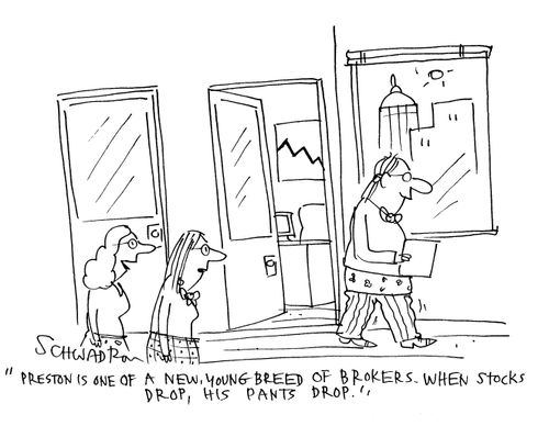 'Preston is one of a new, young breed of brokers. When stocks, drop, his pants drop.'