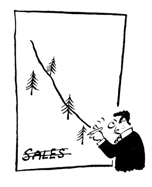 Salesman Drawing on Sales Chart