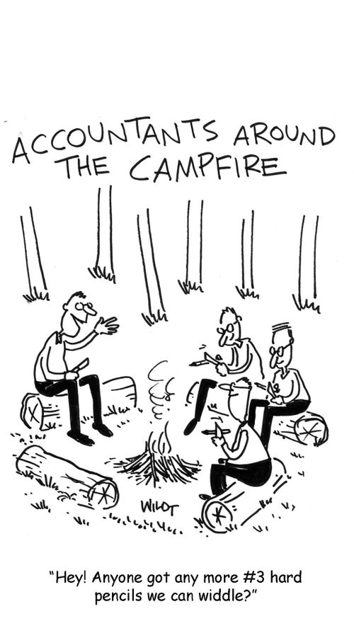 Accountants around the campfire.