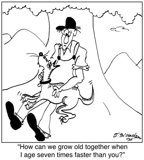 'How can we grow old together when I age seven times faster than you?'