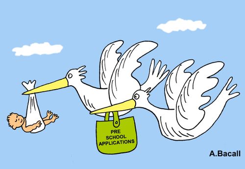 Stork delivers baby.
