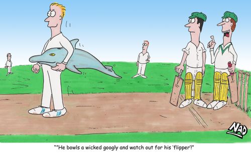 '...and watch out for his 'flipper'!'