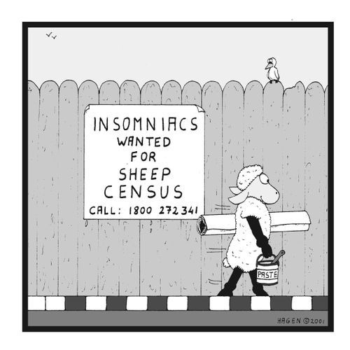 'Insomniacs wanted for sheep census...'