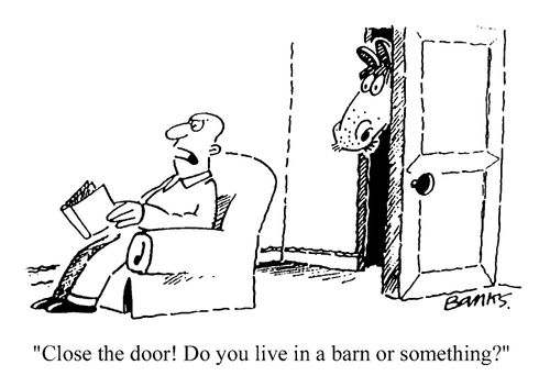 "Close the door! Do you live in a barn or something?"