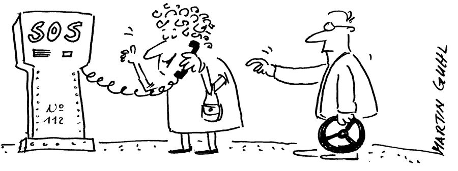Woman gossiping on emergency phone