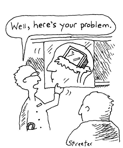 Here's your problem! (tv lodged in brain)