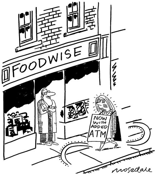 ATM machines in shops.