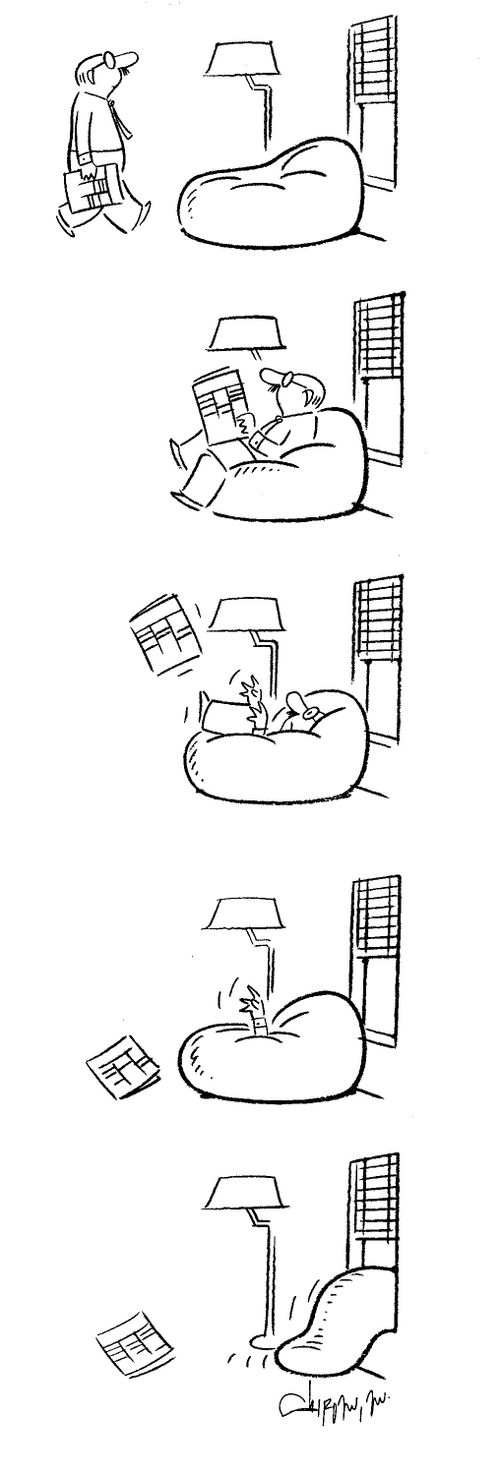 Surprise attack by the beanbag.