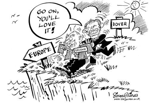 'Go on, you'll love it!' (Blair pushing Britain into Europe).
