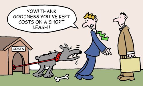 "Yow!  Thank goodness you've kept costs on a short leash!"