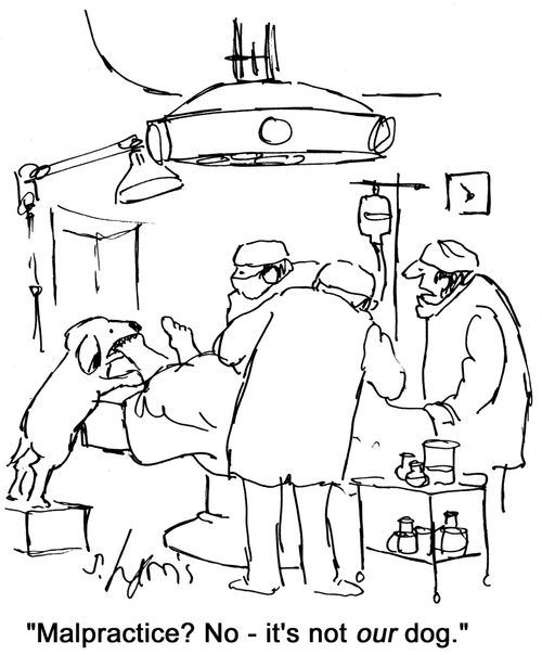 'Malpractice?  No -it's not our dog.'