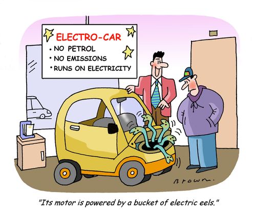 'Its motor is powered by a bucket of electric eels.'