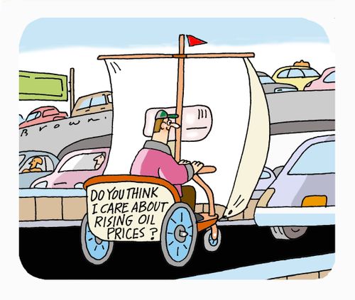 Sail powered automobile immune to high oil prices.