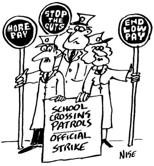 Lollipop men on strike.