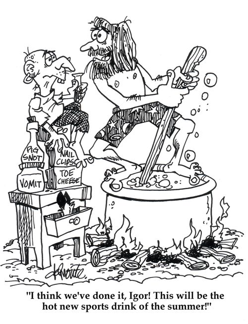 'I think we've done it, Igor! This will be the hot new sports drink of the summer!'