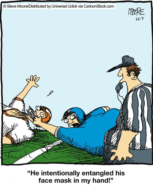 'He intentionally entangles his face mask in my hand!'