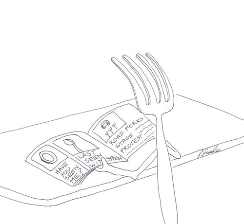 Fork reading newspaper