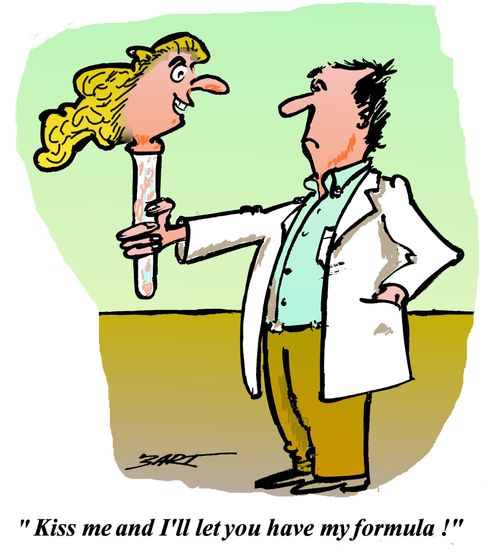 "Kiss me and I'll let you have my formula!"