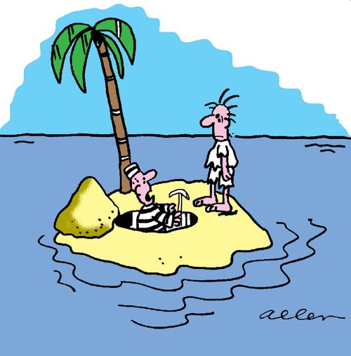 Convict has dug a tunnel, but ended up coming out of a desert island