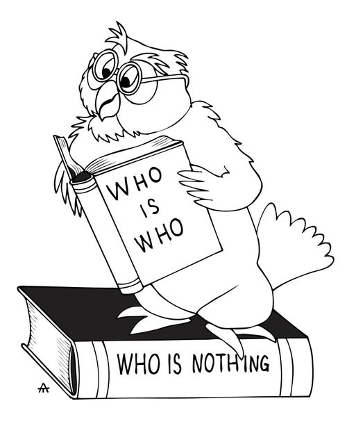 Books titled 'Who is who' and 'Who is Nothing'.