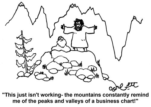 'This just isn't working - the mountains constantly remind me of the peaks and valleys of a business chart!'