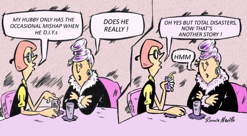 'My hubby only has the occasional mishap when he D.I.Y.s. . . . Oh yes but total disasters, now that's another story!'
