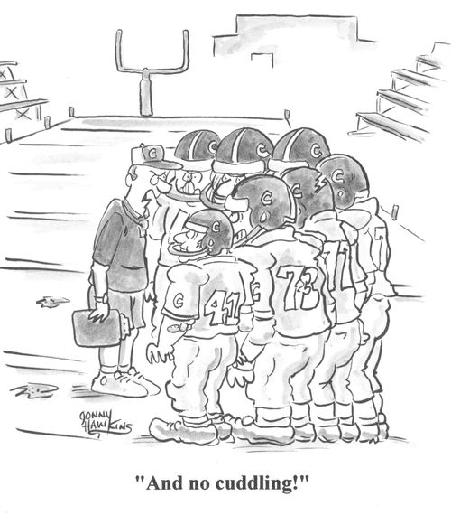 Coach to football players: 'And no cuddling!'