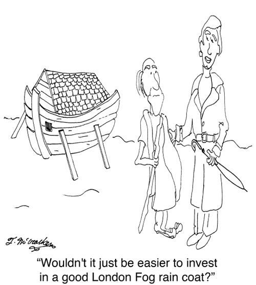 'Wouldn't it just be easier to invest in a good London Fog rain coat?'