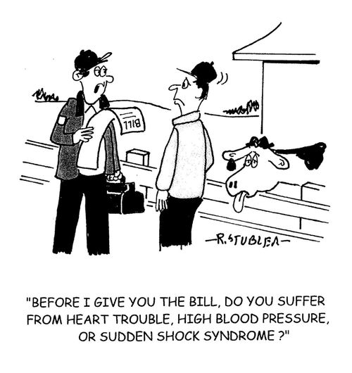 'Before I give you the bill,do you suffer from heart trouble, high blood pressure,or sudden shock syndrome?'