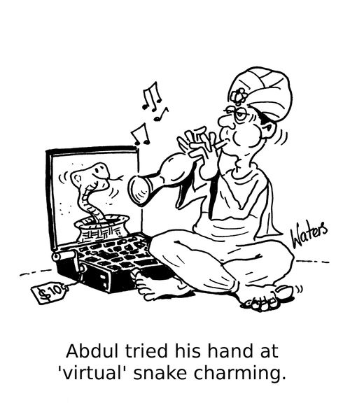 Abdul tried his hand at 'virtual' snake charming.