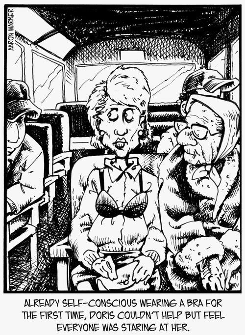 Already self-conscious wearing a bra for the first time, Doris couldn't help but feel everyone was staring at her.