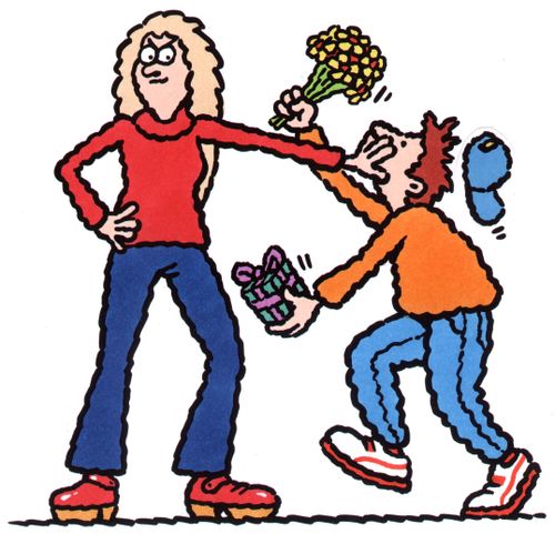 Girl refusing a boy's advances.